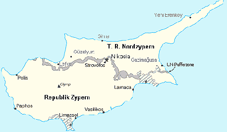 Zypern Türkei und Zypern Griechenland: Karte