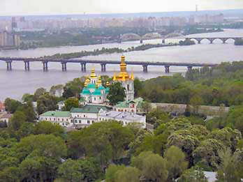 Flug nach Kiew Blick auf den Dnepr